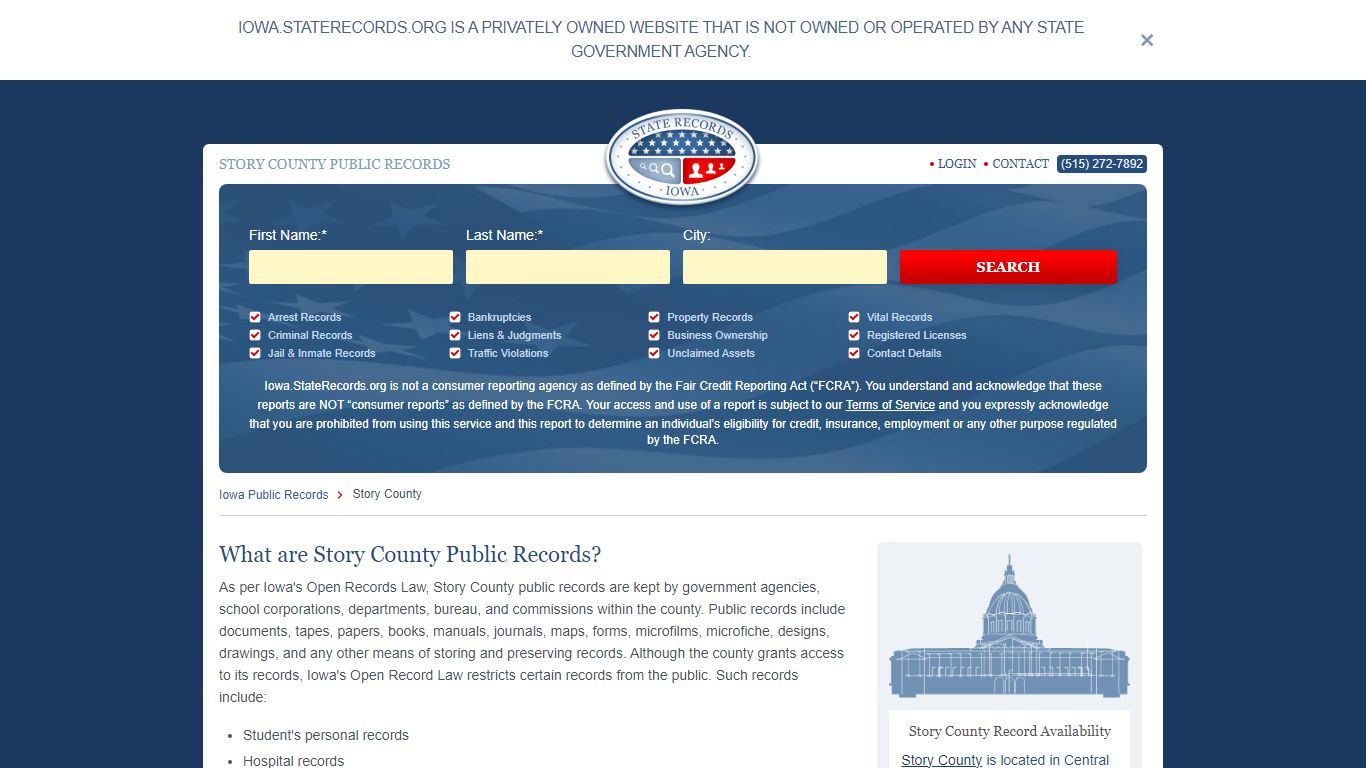Story County Arrest, Court, and Public Records | StateRecords.org